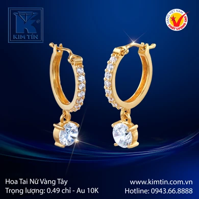 Hoa tai nữ Vàng tây 10K 
