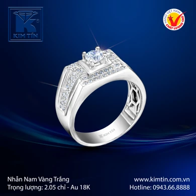 Nhẫn nam Vàng trắng 18K