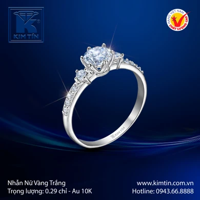Nhẫn nữ Vàng trắng 10K 
