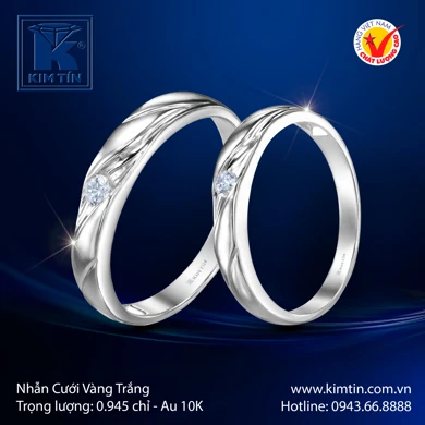 Nhẫn cưới Vàng Trắng 10K