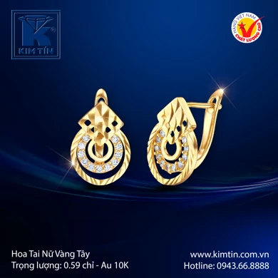 Hoa tai nữ Vàng tây 10K