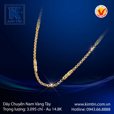 Dây chuyền Nam Vàng tây 14.8K