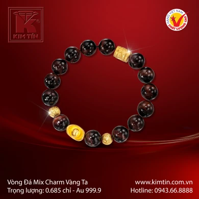 Vòng Đá Mix Charm Vàng 24K 