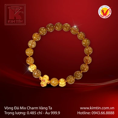 Vòng Đá Mix Charm Vàng 24K 