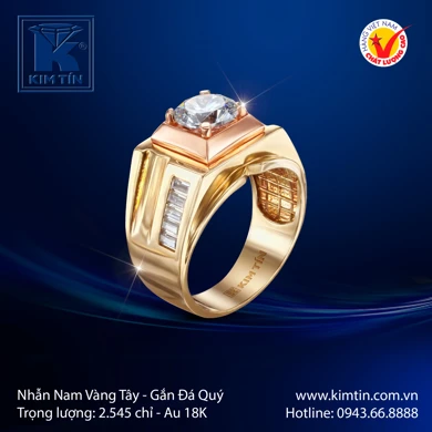 Nhẫn Nam Vàng Tây 18K 