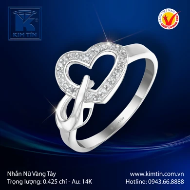 Nhẫn nữ Vàng trắng 14K