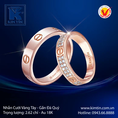 Nhẫn cưới Vàng hồng 18K 