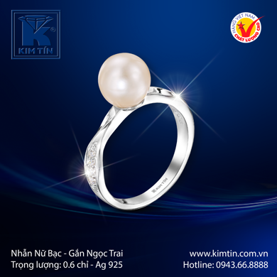 Nhẫn Nữ Bạc Gắn Ngọc Trai