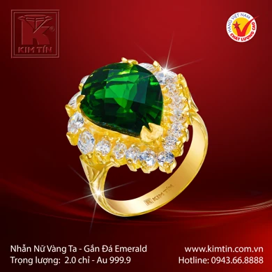 Nhẫn Nữ Vàng 24K Gắn Đá Emerald