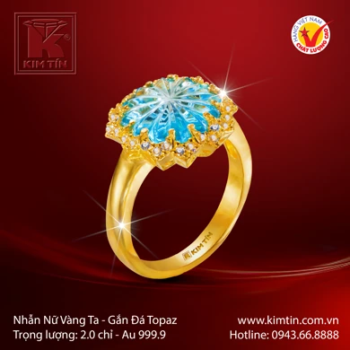 Nhẫn Nữ Vàng 24K Gắn Đá Topaz