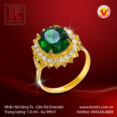 Nhẫn Nữ Vàng 24K Gắn Đá Emerald