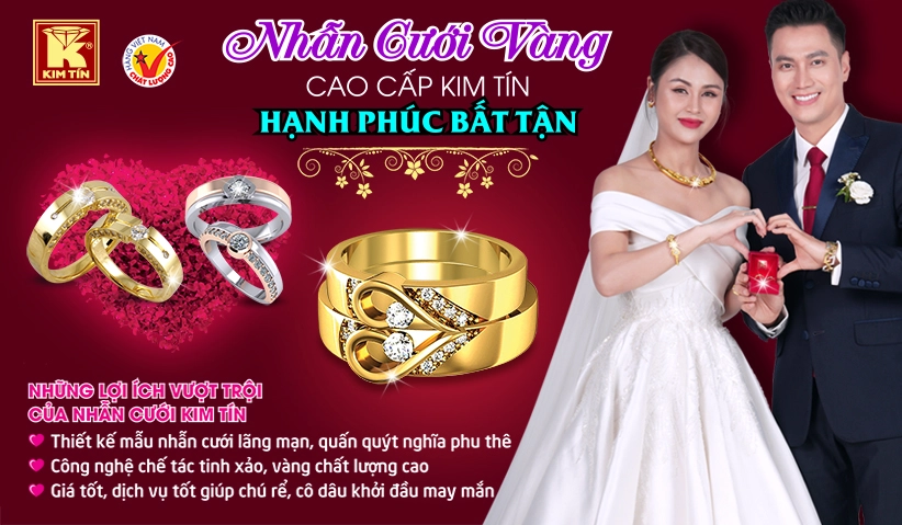 Nhẫn Cưới Vàng CAO CẤP KIM TÍN  HẠNH PHÚC BẤT TẬN