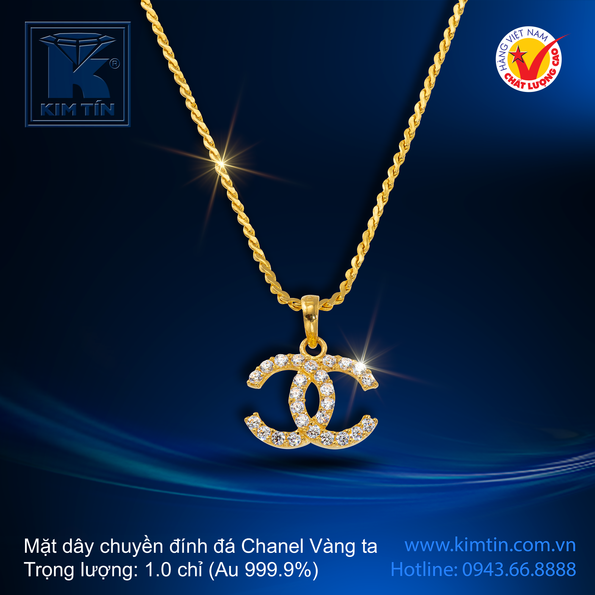 Mặt dây chuyền đính đá - Vàng 24K