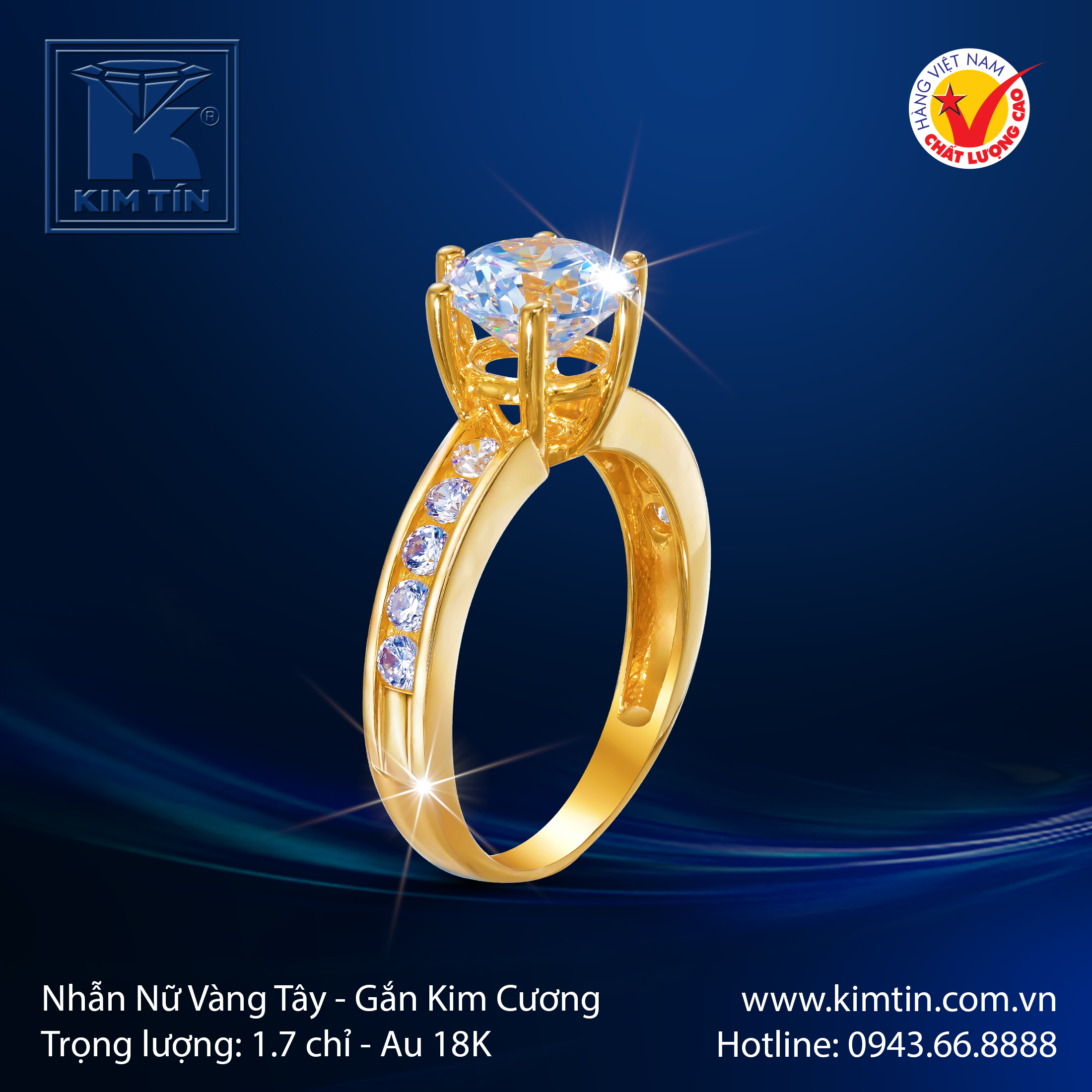 Nhẫn Kim Cương Vàng Màu 18K