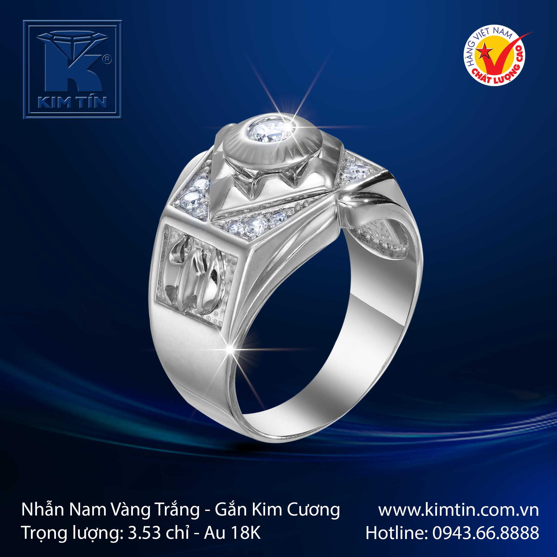 Nhẫn Kim Cương Vàng Trắng 18K